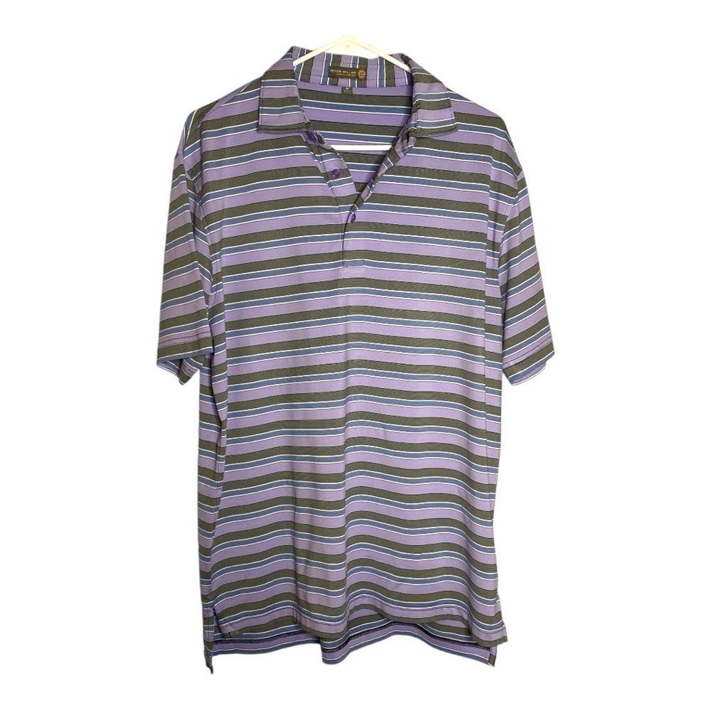 Peter Millar Purple Striped Summer Comfort Polo Shirt